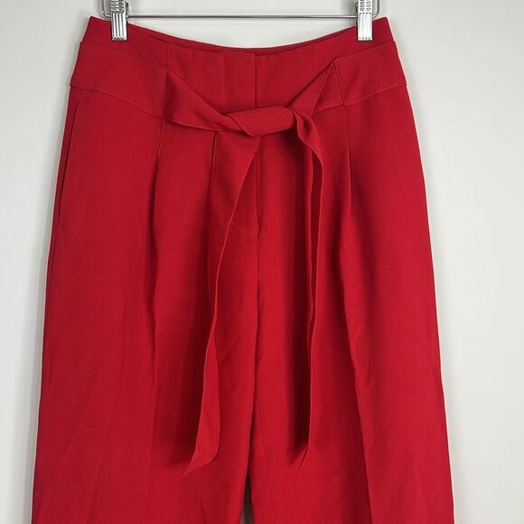 Boden Wide Leg Belted Pants Long Trouser Red Size 6 Long - Picture 2 of 9